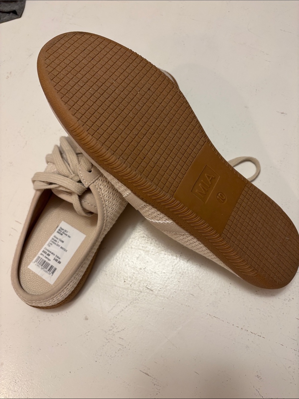 MIA Beige Knit & Suede Mule Sneakers - Picture 2 of 4